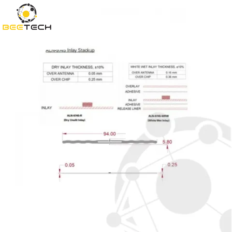 Alien slimline RFID white wet inlay (ALN-9745, Higgs-4)